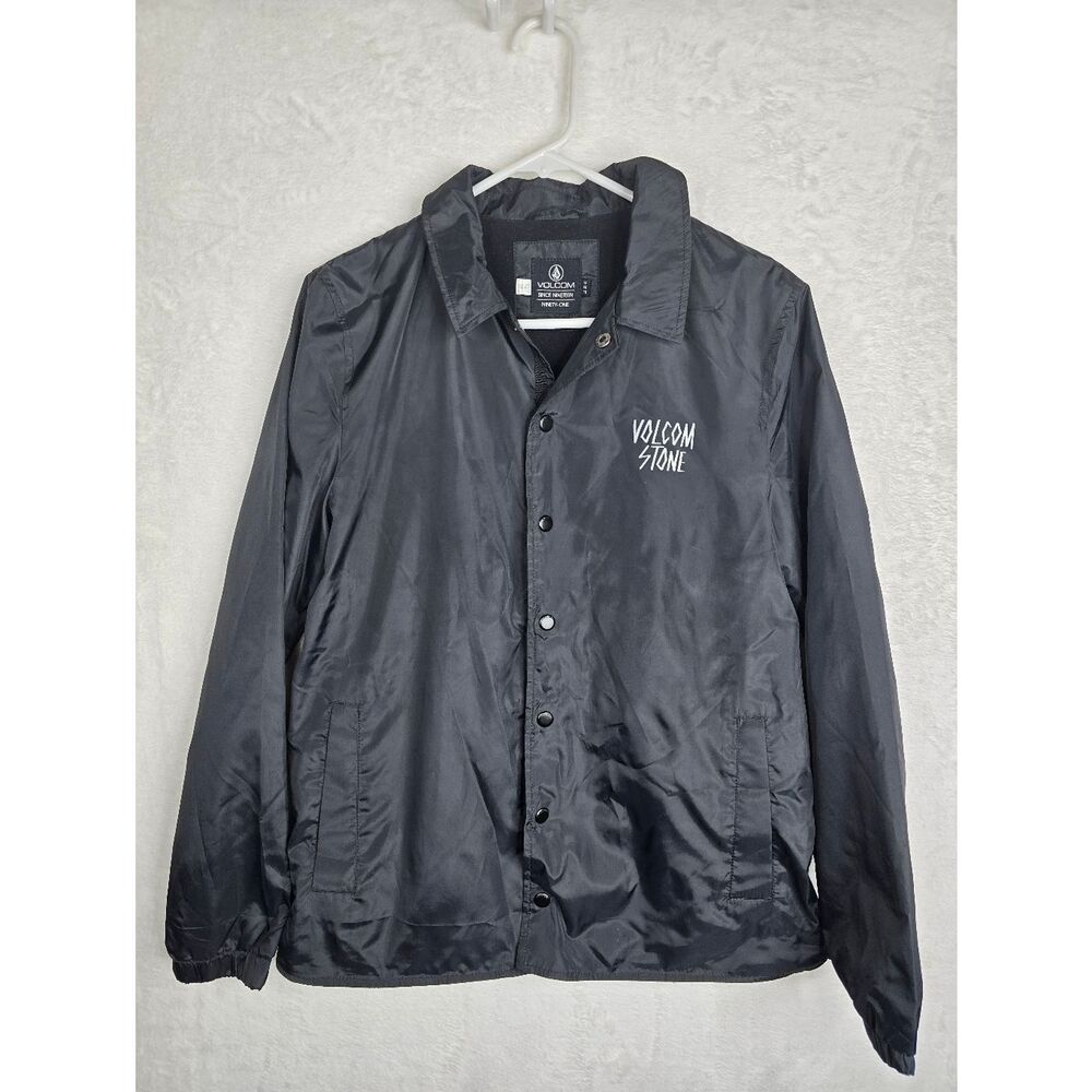 Volcom Stone Brewster Coach Jacket Black Snap Front Windbreaker Women’s M 12 - Picture 3 of 9